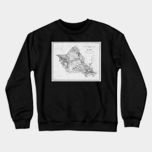 1900s Historical Oahu Map in Black and White Crewneck Sweatshirt